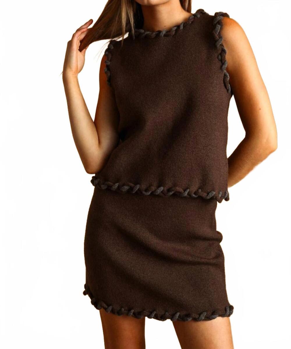 NEW MIOU MUSE adeline braided knit top in brown